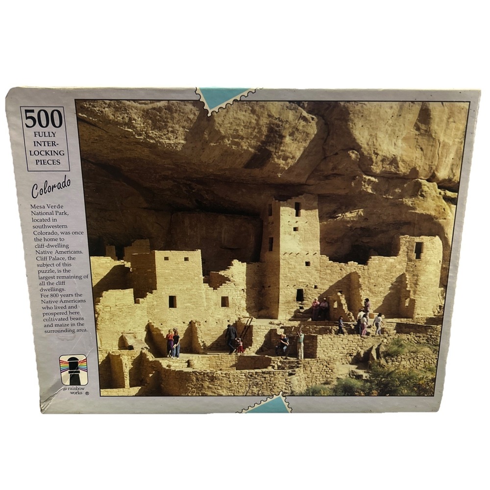 NIB Vintage The Rainbow Works 500 Piece Jigsaw Puzzle Colorado‎ Mesa Verde